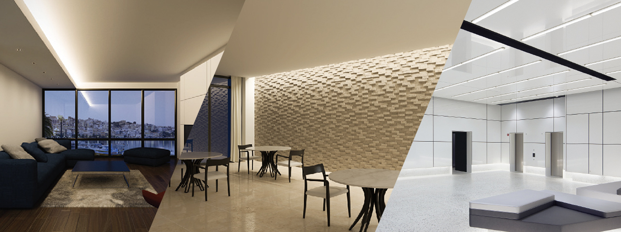 Light distribution and adjustment of irradiation angle allow the rich expression of wall textures